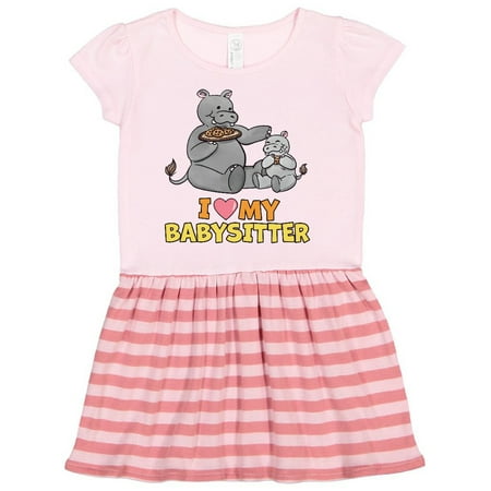 

Inktastic I Love My Babysitter Hippos Gift Toddler Girl Dress