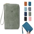 thumbnail image 2 of Passport Holder Multifunctional Passport Wallet Men's and Women's Travel Wallet ID Card Storage Bag Travel Wallet Protective Cover, Long Style Zipper Passport Case, Army Green, 2 of 5