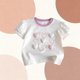 thumbnail image 5 of Blusas y camisas de manga corta con cuello redondo para niña, camiseta de verano con estampado de corazón tridimensional de manga corta, top holgado dulce de media manga para bebé, top de algodón para, 5 of 5