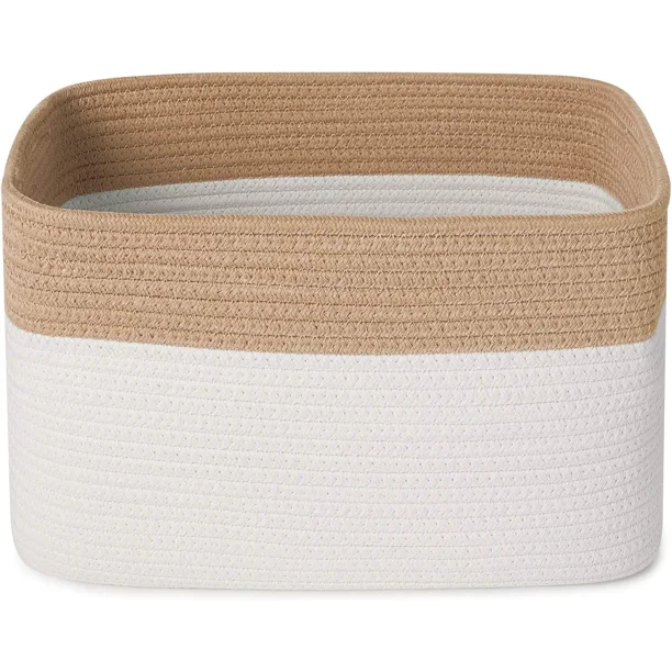 Cestas de almacenamiento de cuerda de algodón tejida con asas, juego de cesta grande lavable, contenedores de almacenamiento decorativos, cajas, manta de juguete para bebé y niño