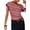 Strawberry Red, variant on Women'S Y2k Striped Off Shoulder Crop Top Short Sleeves Summer Going Out T Shirts Colorful S