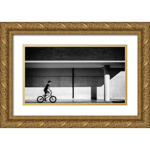 Castro, Joao 32x20 Gold Ornate Wood Framed with Double Matting Museum Art Print Titled - shades of gray