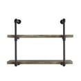 thumbnail image 6 of Danya B. 31.5 in x 24 in Two Shelf Tier Brown Iron Industrial Pipe Wall Shelving Unit, 6 of 10