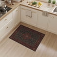 thumbnail image 2 of ODIKA 3'x5' Washable Area Rug Non-Slip, Flatweave, Easy Care Deep Red Black Floral Medallion Intricate Scrollwork with Elegant Border for Hallway, Laundry Room, 2 of 7