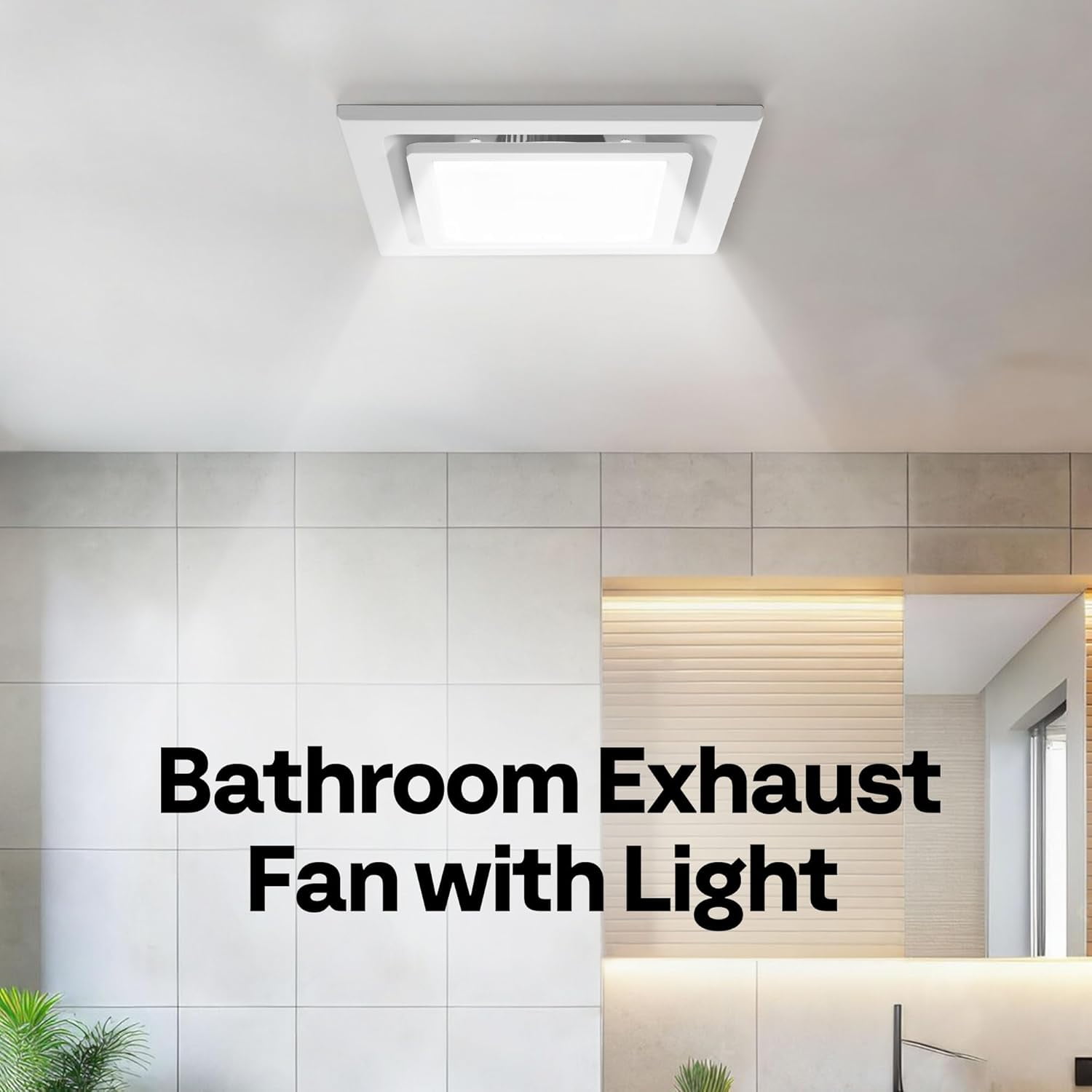 SPECSTAR Bathroom Exhaust Fan with Light, 165CFM Shower Ventilation Exhaust Fan with Adjustable 3000K/4500K/6500K LED Light Combo, Ceiling Mount w/ 4" Duct Hose 2.5 Sones Square Fan, 3 Color Light