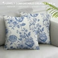 thumbnail image 3 of COMIO  Anemone Flower Decorative Throw Pillow Case Floral Pattern with Bouquet of Blue Flowers Delicate Victorian Design, Couch Bedroom Living Room Cushion Cover, Night Blue, 3 of 5