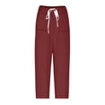 thumbnail image 4 of Chiccall Men's Cotton Linen Pants Casual Cargo Pants with Pockets Lightweight Elastic Waist Drawstring Pants Baggy Beach Trousers, 4 of 7