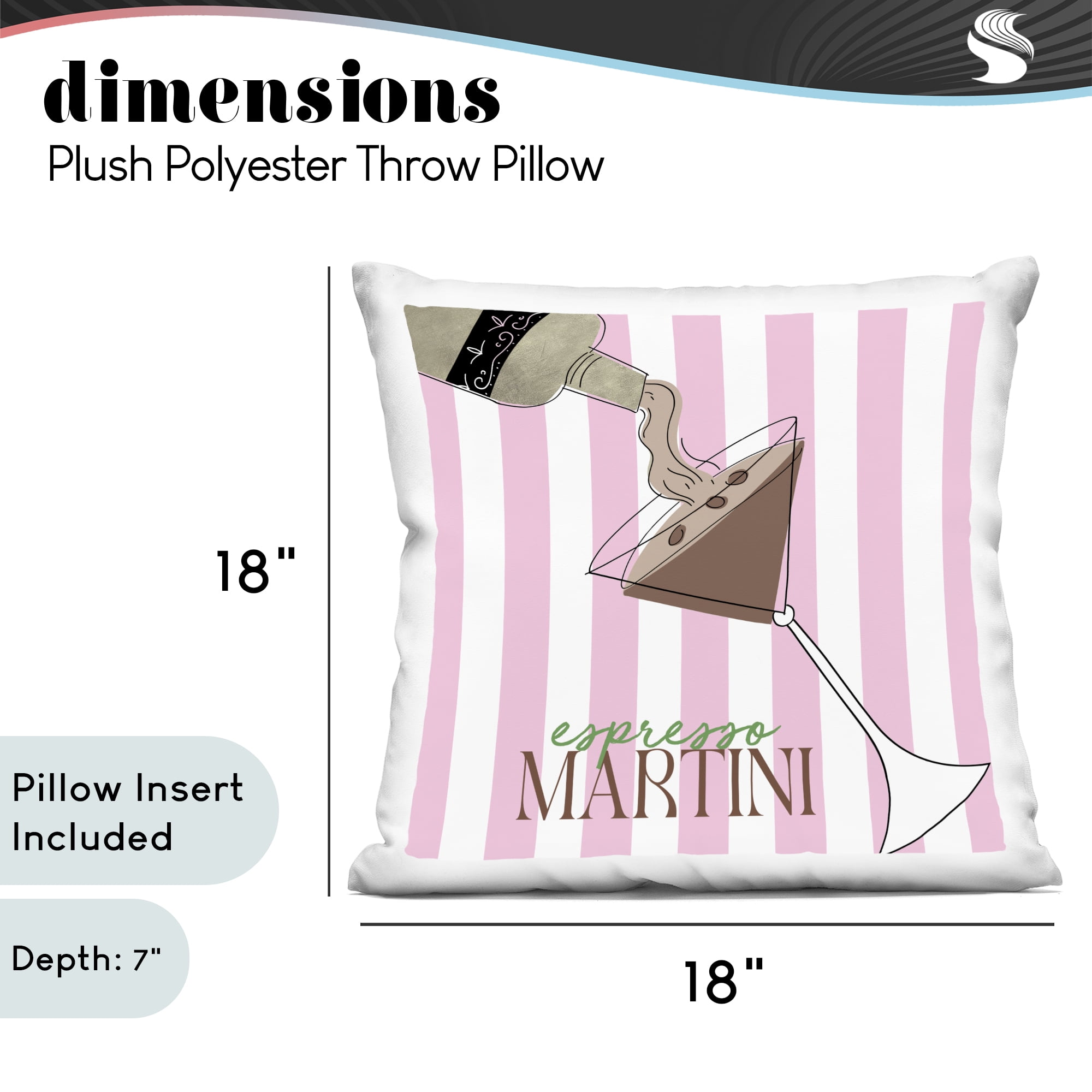 Stupell Industries Espresso Martini Pink Stripes Decorative Printed Throw Pillow, design by Deidre Mosher