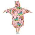thumbnail image 2 of Dailycode Wearable Blanket Hoodie Oversized Sherpa Flannel Blankets with Pocket for 3-14 Year Old Rainbow Cats Unicorns, 2 of 7