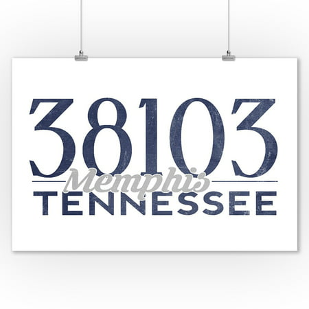 Memphis, Tennessee - 38103 Zip Code (Blue) - Lantern Press Artwork (9x12 Art Print, Wall Decor Travel