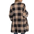 thumbnail image 2 of Women's Mid-length Plaid Button Down Shacket Jacket Long Sleeve Casual Coat with Pockets, 2 of 6