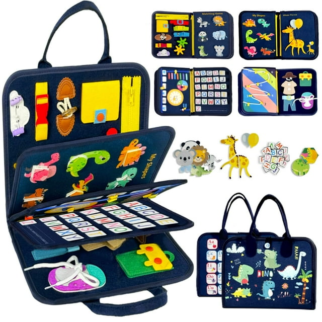 Busy Board Book Qizfun Dinosaur Montessori, juguete de 1 a 4 años