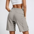 thumbnail image 4 of PUYAHG Casual Cargo Pantsfor Womens Summer Shorts Lightweight Outdoor Walking Travel Elastic Waist Wide Leg Stretchable Loose Fit with Pockets Short Pants for Ladies Khaki,S, 4 of 6