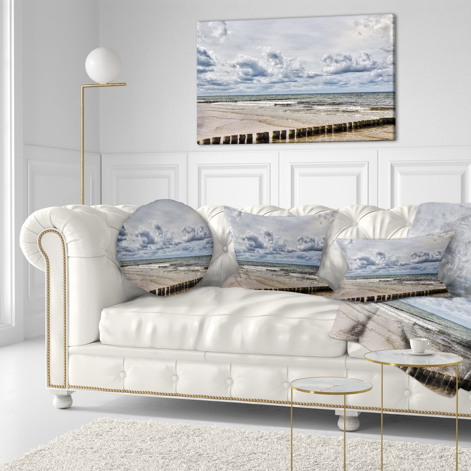 Designart Stormy Weather in Hiddensee Sea - Seascape Throw Pillow - 12x20