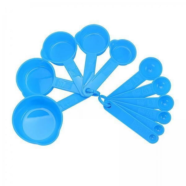 Juego de 2 cucharas medidoras de PP con cuchara dosificadora a escala para utensilios de cocina, azul 2 piezas