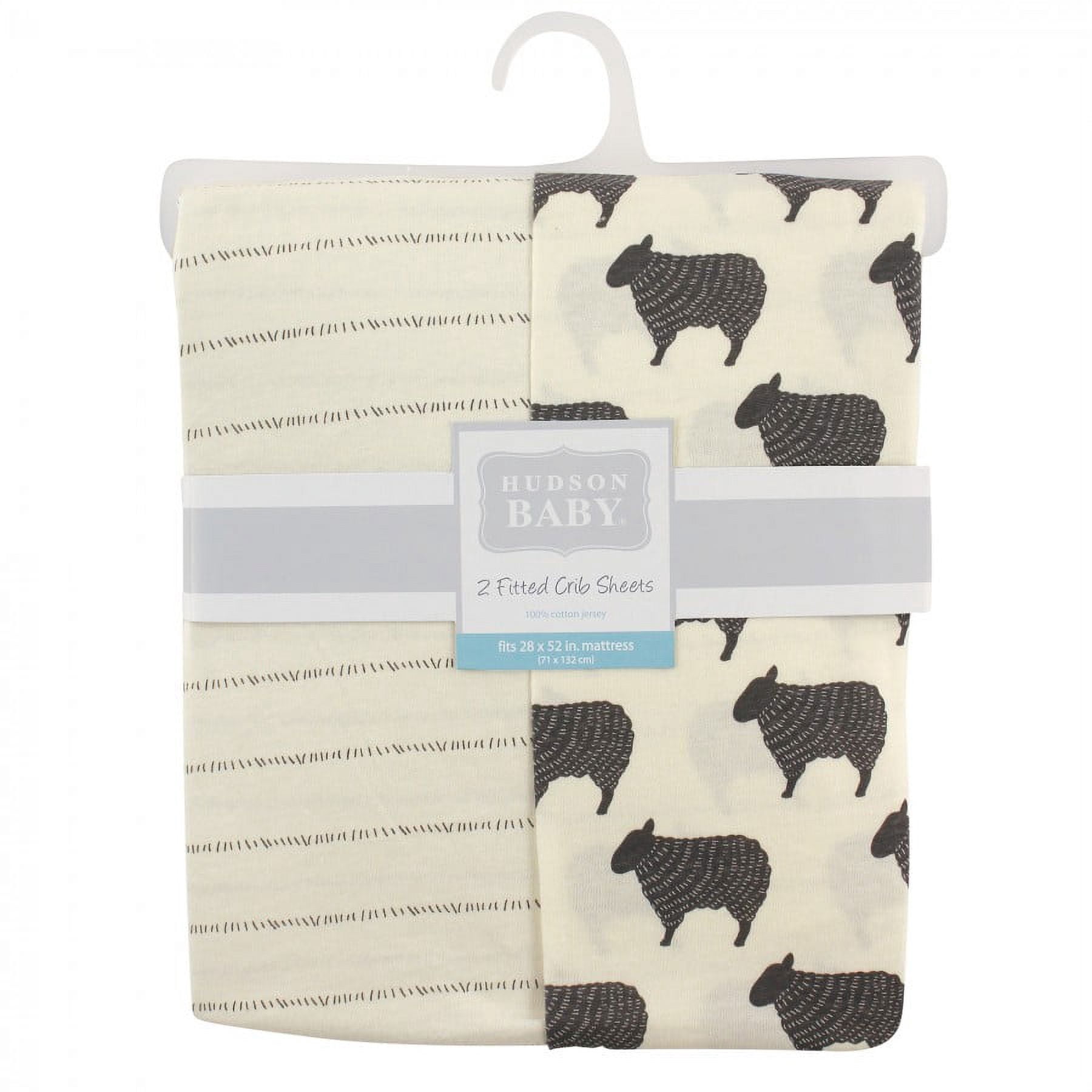 Hudson Baby Infant Cotton Fitted Crib Sheet, Sheep