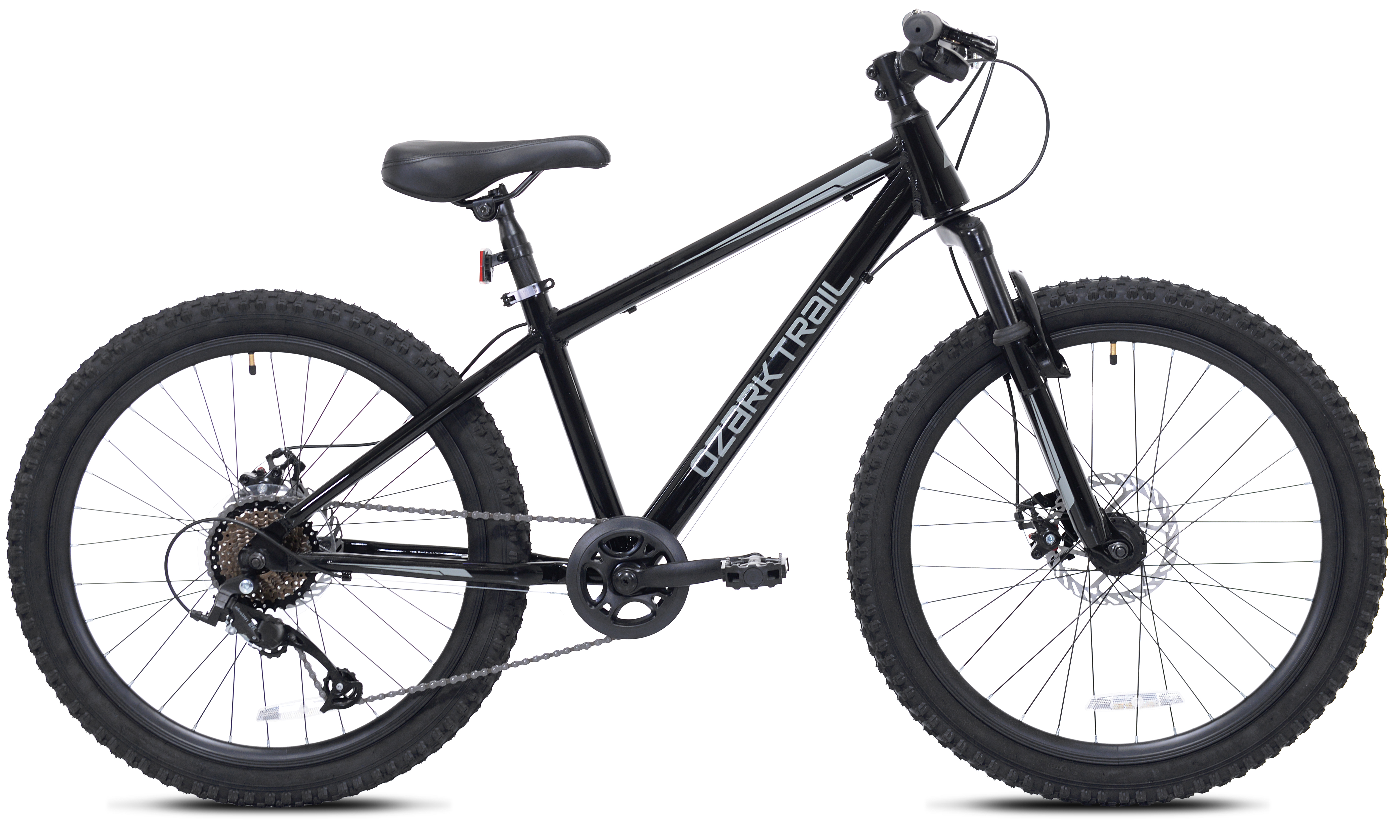 24" Ozark Trail Timber Mountain Bicycle, 8 Speed, Black, Fits Riders 4'6" - 5'6", Teen