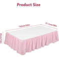 thumbnail image 3 of Ruffled Crib Skirt with Pompoms:Crib Bed Skirt with 14" Drop,Mini Crib Bedding Toddler Skirt,Baby Crib Accessories for Baby Boys Girls,28" X 52" (Pink), 3 of 7