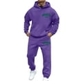 thumbnail image 2 of Hoodie Sweatshirt and Jogger Sweatpants Men's Tracksuit 2 Piece Hoodie Athletic Sweatsuits Casual Jogging Suit Sets (Purple, XXXL), 2 of 4
