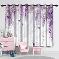 thumbnail image 2 of Nanqianyi Purple Floral Lavender Blackout Curtains, Beautiful Butterfly Prints Thermal Insulated Grommet Drapes for Bedroom/Living Room, 42x63 in, 2 Panels, 2 of 8