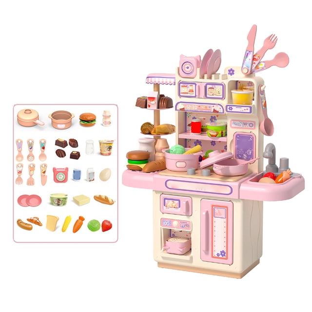 Electronic Pretend Kitchen Counter, Steam Pretend Kitchen Counter Cooking For Dinner