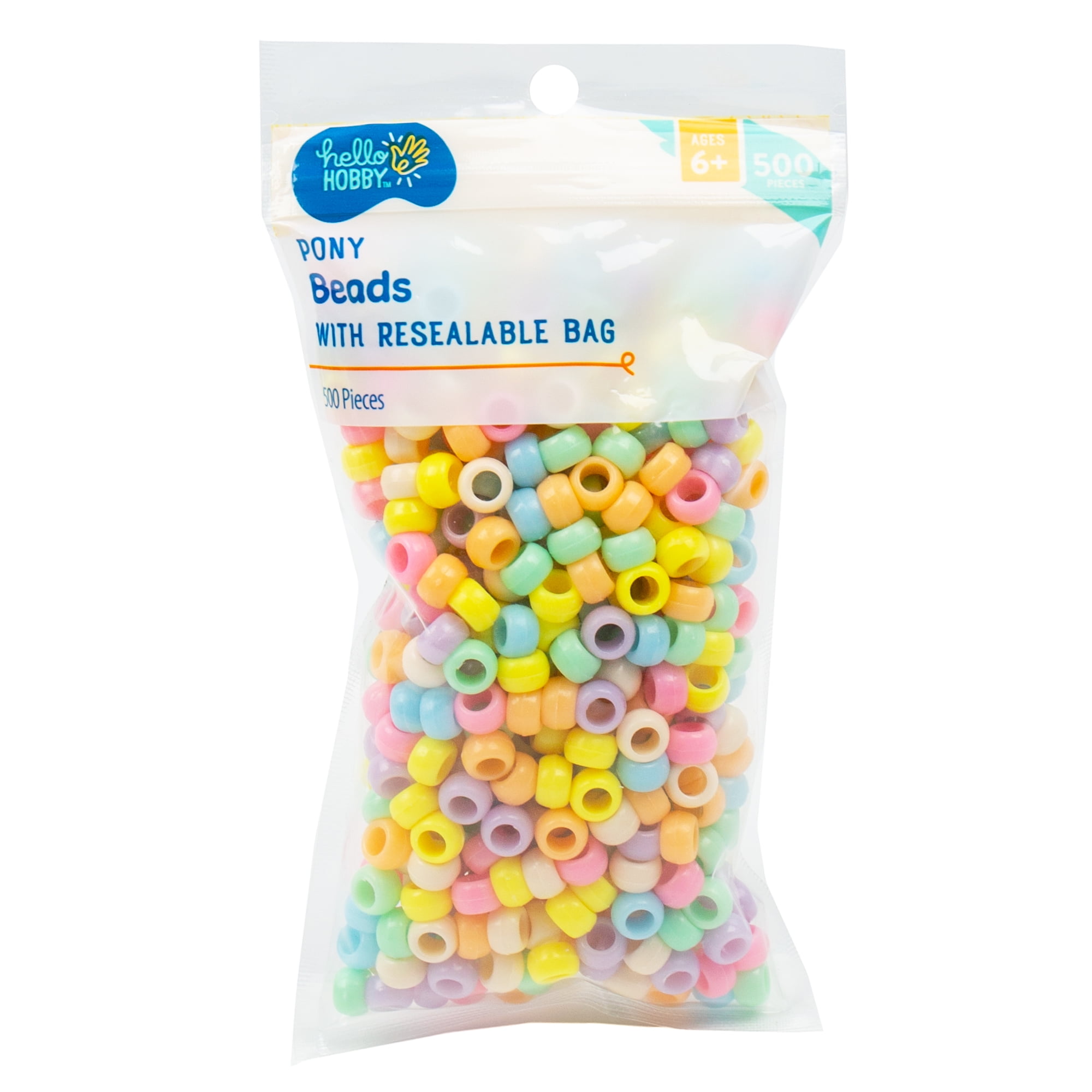 Hello Hobby Pony Beads, Candy-Colored, 500-Pack