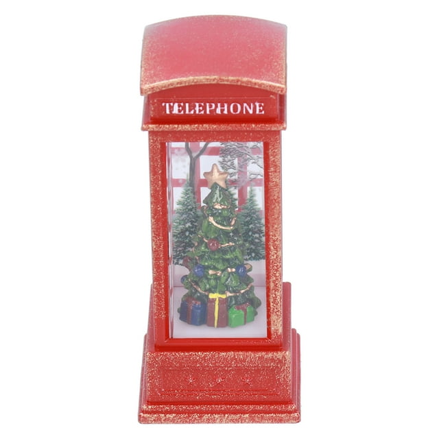 Decoración de cabina telefónica de Papá Noel, decoraciones navideñas, cabina telefónica, lámpara de cabina telefónica, adornos de escritorio, artesanía superior
