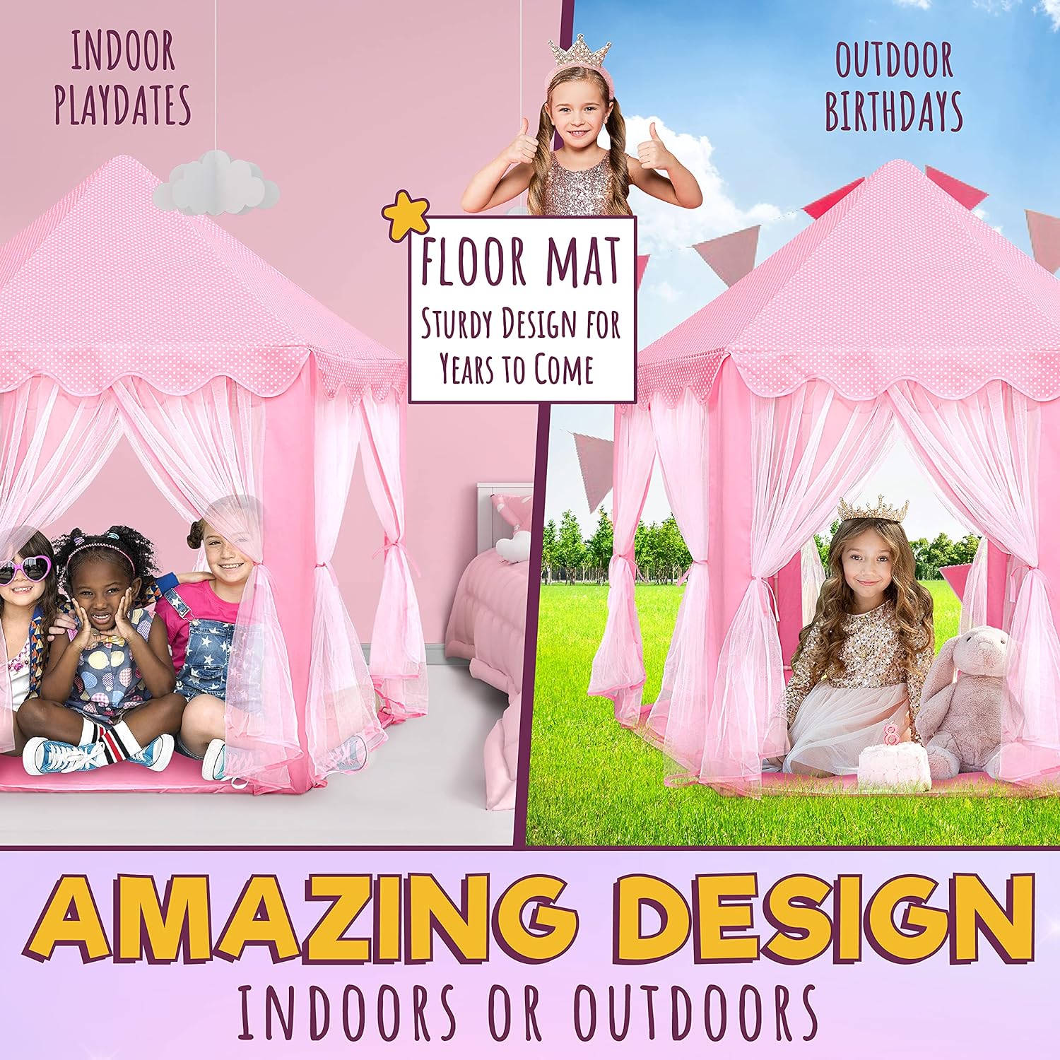 KEYAHAPPY Princess Castle Play Tent with LED Lights photo 4