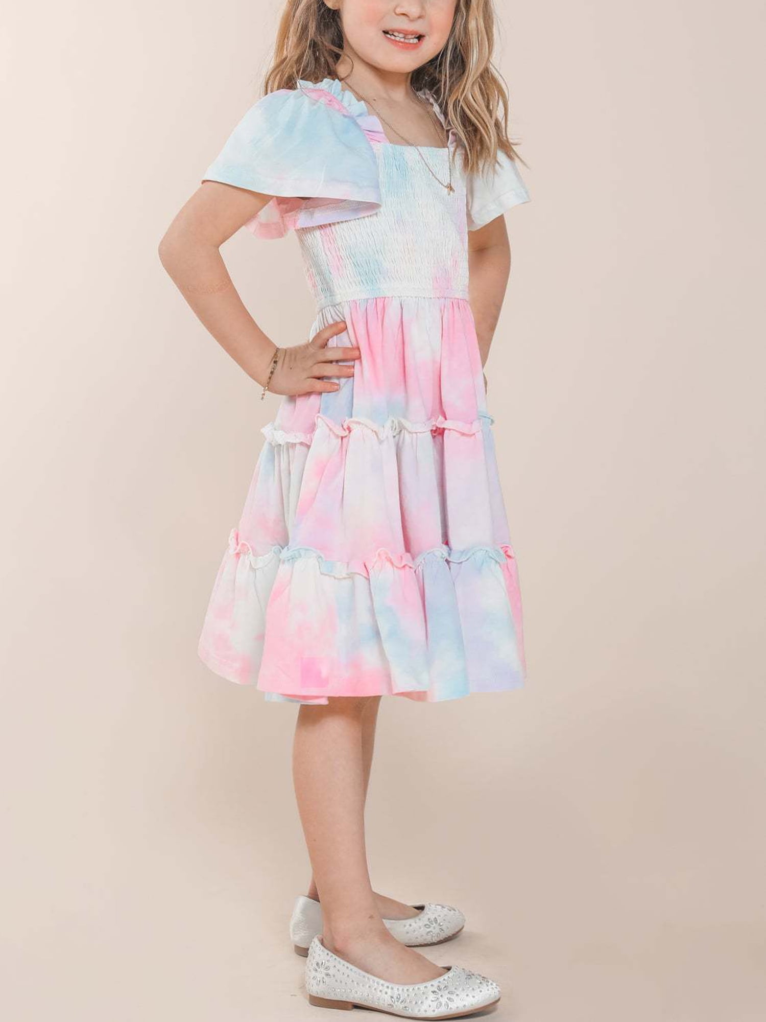 Tie-dye Dark Grey Skinny Mini Dresses for Mommy and Me(Loose Baby Rompers)