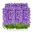 thumbnail image 4 of Flor de Glicinia Artificial, Decoración de Vides Falsas 14pcs Fácil Limpio Seis Hoja para Bodas, 4 of 8