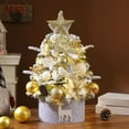 thumbnail image 6 of Table Top Christmas Tree,Pre Lit Christmas Tree Decorated Artificial Snow Xmas Tree with Ornaments Bow Pentagram Pinecones and LED String Lights for Office Home Decor,Gold, 6 of 6