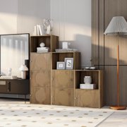 CoSoTower Bathroom storage cabinet, small storage cabinet, ratten locker, Children's bookcase, living room, bedroom, home office floor cabinet, rustic brown