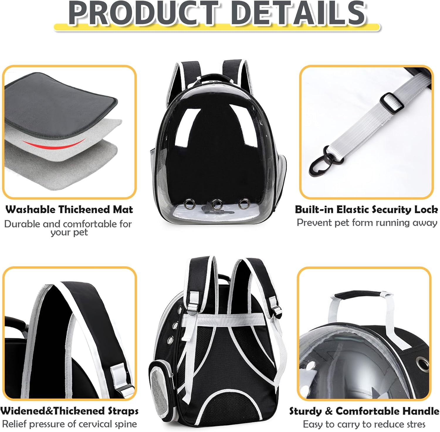 Airline-Approved Cat & Small Dog Backpack Carrier – Transparent Bubble Space Capsule Travel Bag for Hiking & Outdoor Use