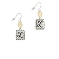 thumbnail image 2 of Delight Jewelry Silvertone Pebble Border Initial - L Goldtone Leaf French Earrings, 2 of 4