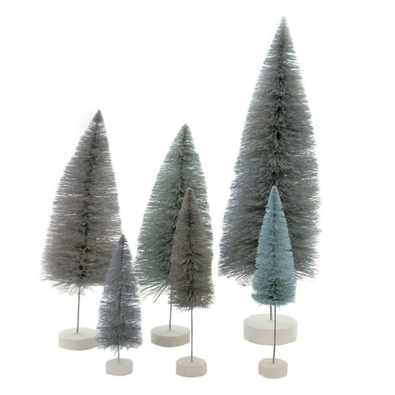 Cody Foster 15.50In Spectrum Trees Winter Blue, Sisal, Bottle Brush Village Decorate Ms427wb