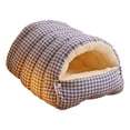 thumbnail image 4 of Cueva para mascotas acogedora, suave, multifuncional, cálida, práctica y lavable. Cama para mascotas y gatos. Azul Blanco M, 4 of 9