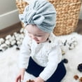 thumbnail image 6 of Visland Baby Turban Hat, Fashion Casual Solid Color Bow Decor Elastic Soft Cozy Knitted Autumn Winter Head Warm Windproof Beabie Cap for Daily Wear (0-3 Years), 6 of 7