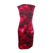 DKNY Women's Sheath Scuba Floral-Print Dress (4, Red Multi)
