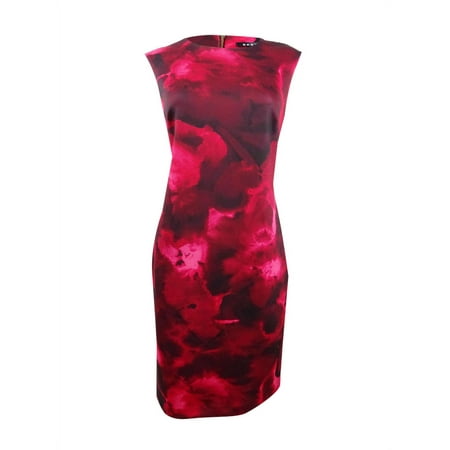 DKNY Women's Sheath Scuba Floral-Print Dress (4, Red Multi)