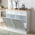 thumbnail image 4 of Yaoping Kitchen Double Trash Cabinet Tilt Out Free Standing Storage Can, Wood Garbage Recycling Station Hideaway Trash Holder Drawers(White-2), 4 of 7