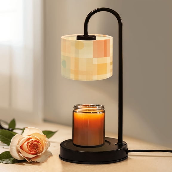 Candle Warmer Lamp with Timer Dimmer Abstract Geometric Pastel Grid Lines Soft Blocks Minimalist Circles Candle Lamp Warmer for Jar Candle with 4 Bulbs Gifts for Women House Warming Gifts