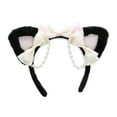 thumbnail image 5 of Eoperou Women Headband Cat Ears Lolita Bow-knot Plush Artificial Pearl Cosplay Dress Up Anime Kawaii Lady Hair Band Hair Accessories, 5 of 8