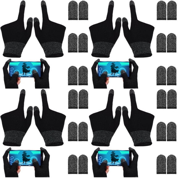4 Sets Fingerless Gloves Screen Touch Adapter Work Miss Black