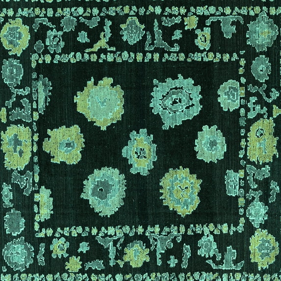 Ahgly Company Indoor Square Abstract Turquoise Blue Modern Area Rugs, 3' Square