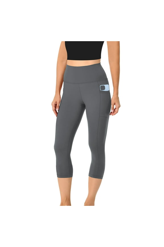High Waisted Capri Leggings for Women, Tummy Control Compression 3/4 Length Women's Leggings for Workout Yoga