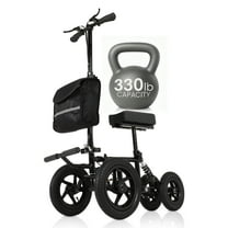 Haosegd All Terrain Knee Scooter for Foot Surgery,Broken Ankle,Foot Injuries - Steerable Collapsible Knee Walker Scooter,Crutch Alternative with Big Wheel,Black