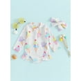 thumbnail image 2 of Shunvnny Toddler Baby Girls One Piece Swimsuits Flower Ice Cream Print Long Sleeve Round Neck Ruffle Zip Up Swimwear Infant Girls Bathing Suit Beachwear, 2 of 9