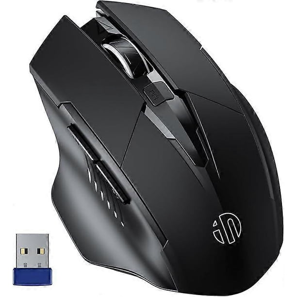 INPHIC Rechargeable Wireless Mouse, 2.4G Wireless Mouse with USB Nano Receiver for Laptop, PC, Tablet, 6 Buttons, 800-1600 DPI, Silent Click, Upgraded