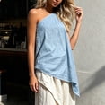 thumbnail image 5 of IUYRTFE Women's One Shoulder Sleeveless Asymmetrical Top Loose Fit Cotton Linen Blend Casual Summer Blouse, 5 of 6