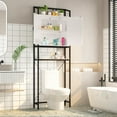 thumbnail image 4 of HAUXITIO Over The Toilet Storage Cabinet, Bathroom Space Saving Toilet Shelf with 2 Doors and 3 Adjustable Shelf, White, 4 of 7